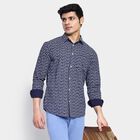 Men's Cotton Casual Shirt, मध्यम नीला, small image number null